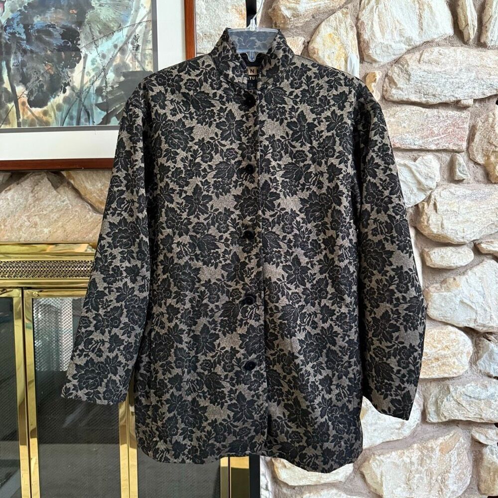 Vintage women’s Finity Naturals Nehru collar floral button up jacket  small